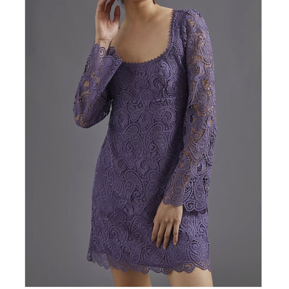 MAEVE BY ANTHROPOLOGIE Embroidered Lace Mini Plus Size Dress Sz 16